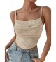 Women's Spaghetti Strap Draped Front Cami Crop Top Summer Camisole