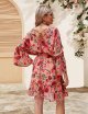 Women's Floral Dress Bohemian A-Line Chiffon Dress Casual Dolman Sleeve Short Dress
