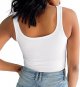 Women's Sexy Scoop Neck Sleeveless Crop Top Seamless Rib Crop Tank Top